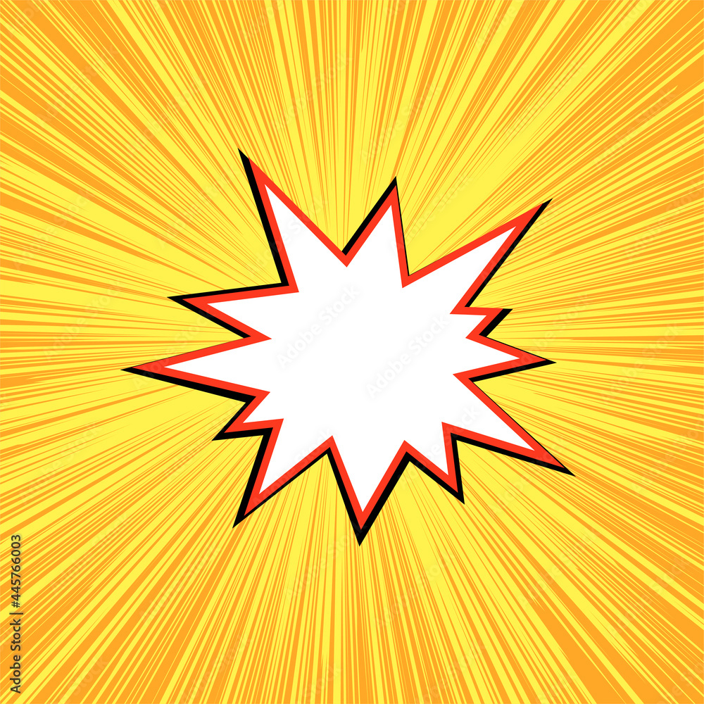 Explosion flash in pop art style. Template with blank space. Vector cartoon illustration on a yellow background Explosion flash in pop art style. Template with blank space. Vector cartoon illustration on a yellow background