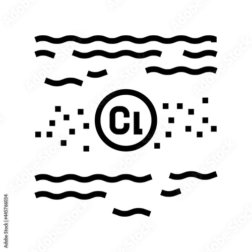 disinfection chlorin water line icon vector. disinfection chlorin water sign. isolated contour symbol black illustration