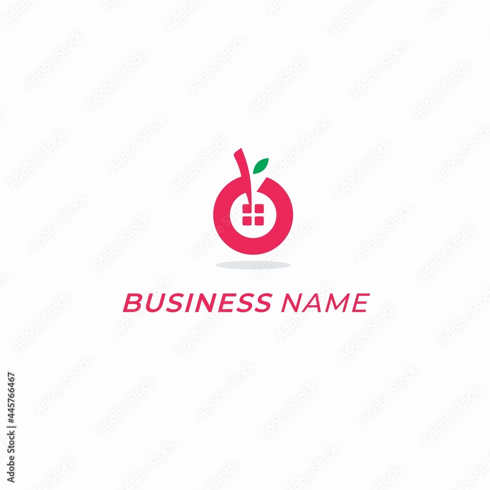 design logo combine cherry fruit and house
