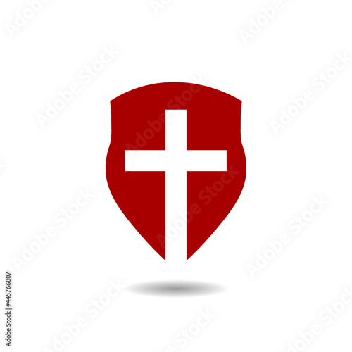 Christian Cross and Shield of Faith icon with shadow