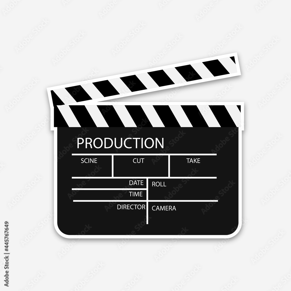 movie clapper board isolated on white