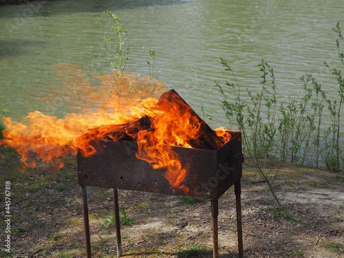 jezioro ogień drzewno gorąco płomień ognisko gotować lato