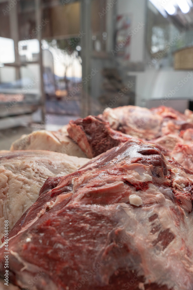 Cutting of Argentine meat in butchery
