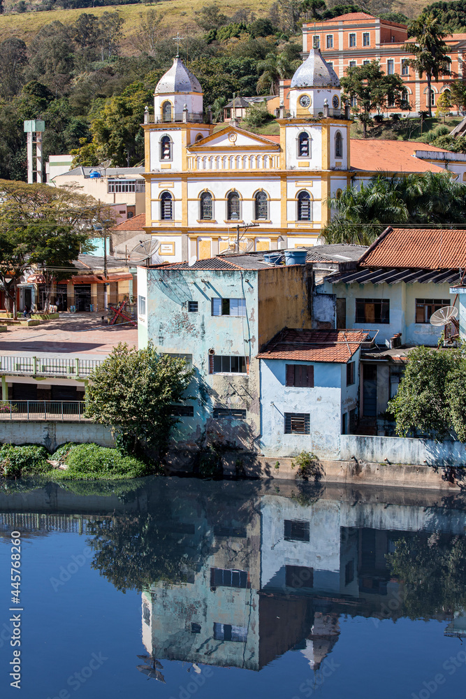 Reflex on Tiete River of the houses of Pirapora do Bom Jesus