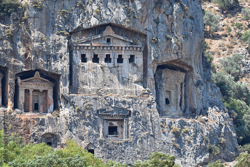 Fototapeta Naklejka Na Ścianę i Meble -  Ancient tombs carved into the rocks (Turkey)