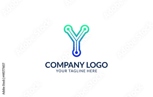 Creative Letter Y Logo Template. Y Letter Technology Logo Design.