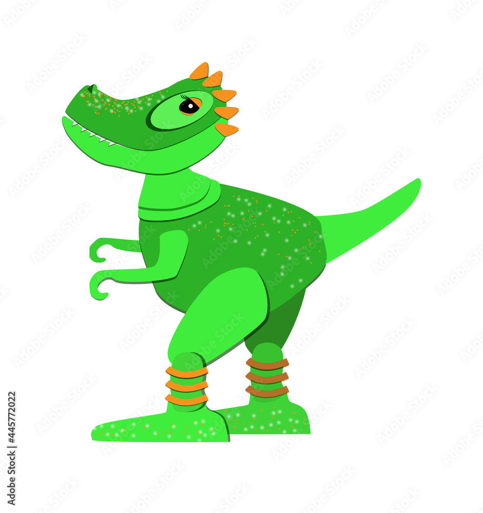 Drawing of a dinosaur on an isolated background. Cute illustration for a postcard, poster, book, stationery, clothes. Drawing of a dinosaur on an isolated background. Cute illustration for a postcard, poster, book, stationery, clothes.