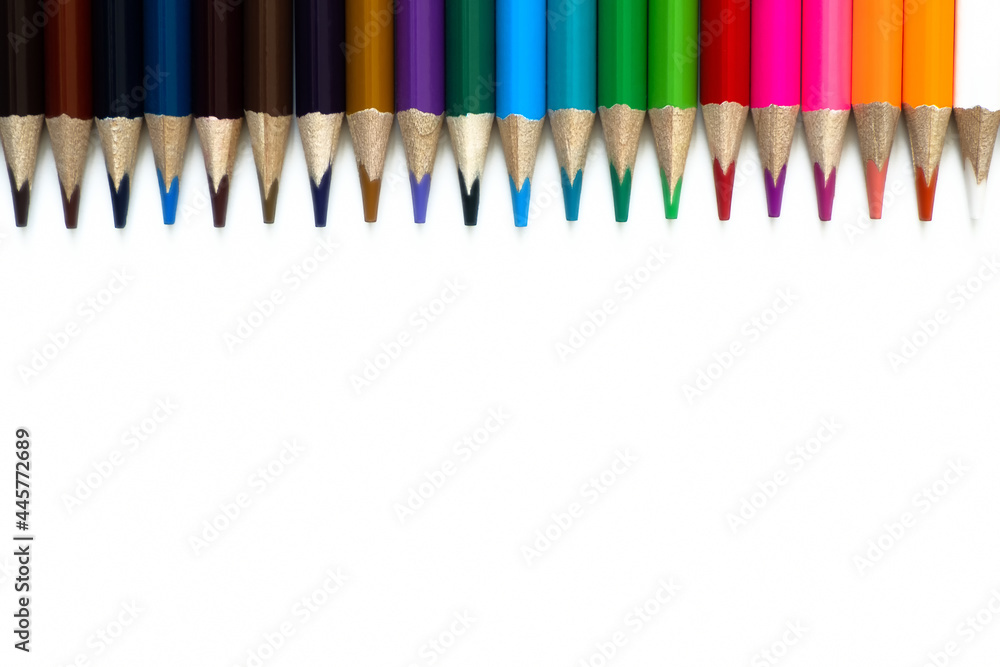 Colored pencils on a white isolated background Colored pencils on a white isolated background