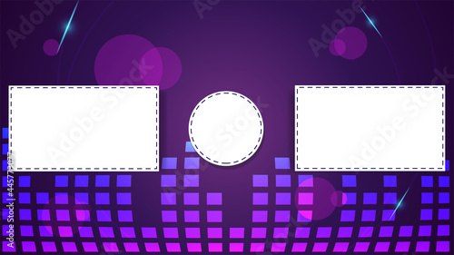 The ultimate Youtubee screen with purple design and music lines. Youtubee Video Template, Background, Outro Card, End Screen, Banner, Channel. Social media design.