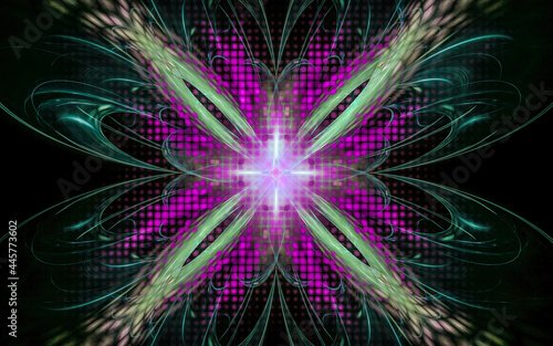 digital illustration abstract image generated from fractal fantastic flower with petals