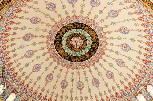 Photography Men performing Friday prayers at a distance in the mosque with their masks during the coronavirus period