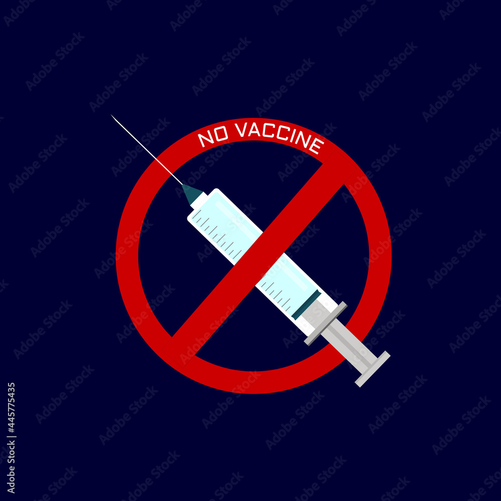 No vaccine, icon isolated. No syringe sign. against vaccination. Flat design. Vector Illustration. No vaccine, icon isolated. No syringe sign. against vaccination. Flat design. Vector Illustration.