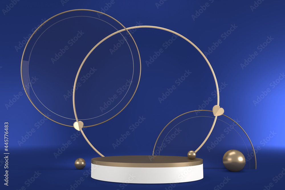 pedestal blue on blue background for the presentation . 3D rendering pedestal blue on blue background for the presentation . 3D rendering