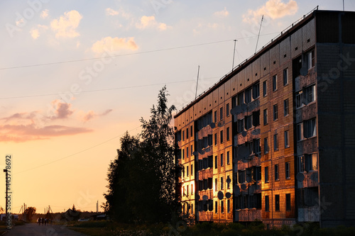 Soviet five-story building Khrushchev in summer