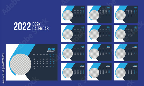 Calendar 2022 planner corporate template design set. Week starts on Monday. template for annual calendar 2022