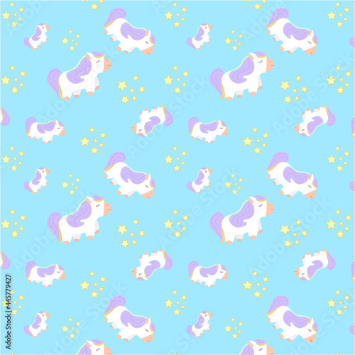 Unicorn with stars. Pattern with unicorn. Vector illustration.