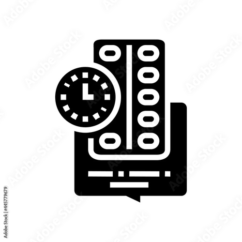 remind to take pills homecare service glyph icon vector. remind to take pills homecare service sign. isolated contour symbol black illustration