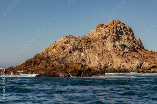 Waves Crashing Onto the Shore of One of the Farallon Islands on a Clear Autumn Day