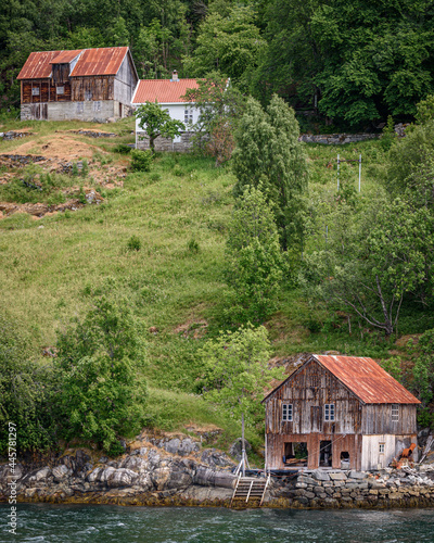 Fjaerlandsfjord houses photo