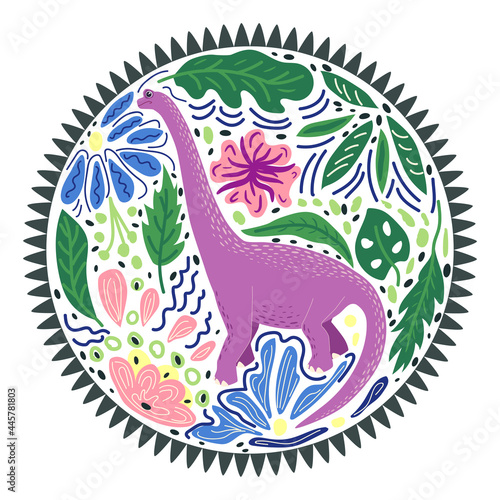 Brachiosaurus, sauropod dinosaur cartoon character. Funny animal