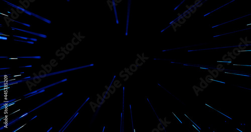 Render with blue rays of light from the dark
