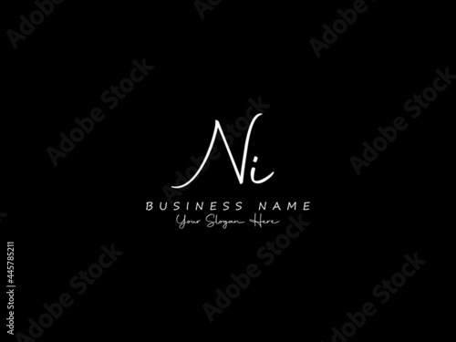 Letter NI Logo, signature ni logo icon vector image design for business