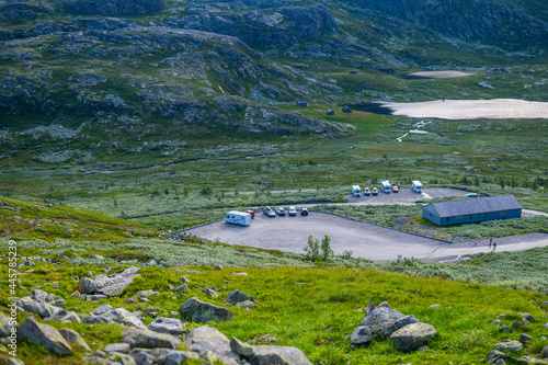 on the way to the summit of the Gaustatoppen in Norway  on a beautiful summer day
