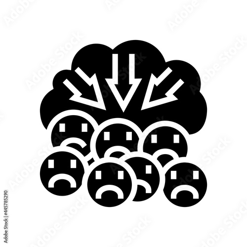 suppression of negativity reputation management glyph icon vector. suppression of negativity reputation management sign. isolated contour symbol black illustration