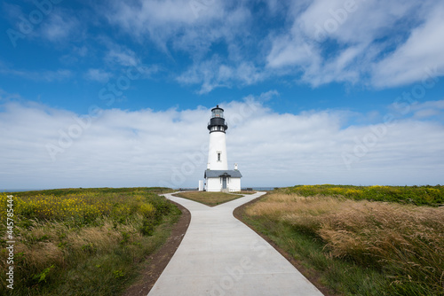 Picturesque scenic lighthouse at Yaquina Bay, Newport Oregon, Pacific Northwest photo