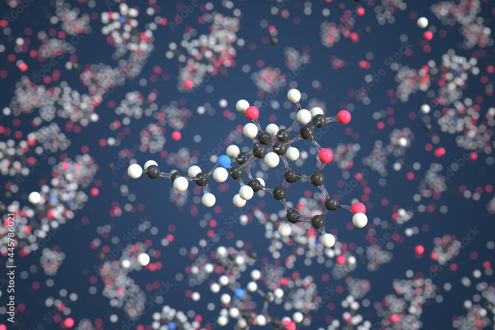 Naloxone molecule. Conceptual molecular model. Chemical 3d rendering ...