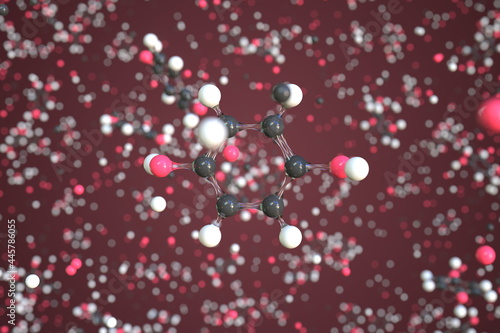 Hydroquinone molecule, conceptual molecular model. Chemical 3d rendering photo