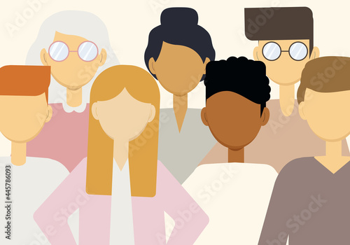 Illustration of a large number of people of different nationalities. Population of the earth