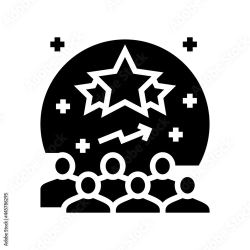 popularity reputation management glyph icon vector. popularity reputation management sign. isolated contour symbol black illustration