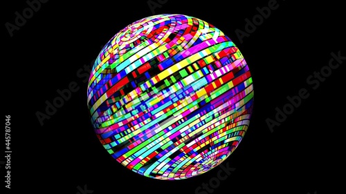 Colorful  pixels on rotating sphere