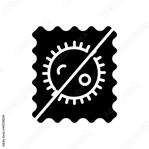 Antimicrobial material quality glyph icon. Hygiene concept. Antiseptic fabric feature