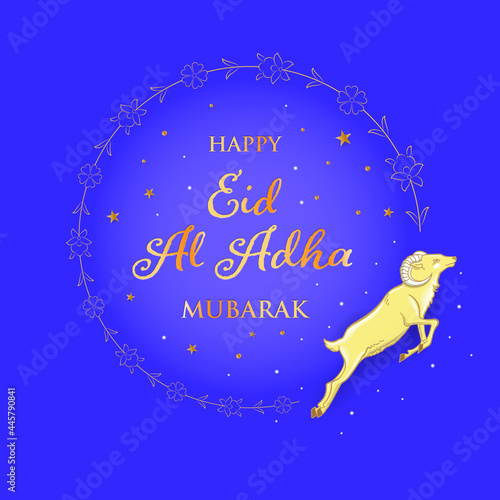 Feast of the Sacrifice Greeting Card. Eid al-Adha Mubarak. Kurban Bayraminiz Kutlu Olsun. Holy days of muslim community.