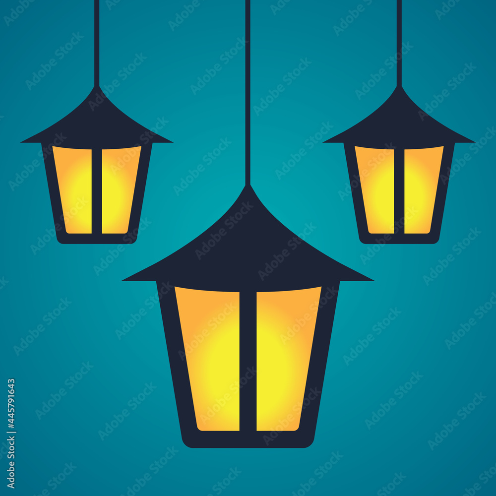 Islamic lantern vector, lamp, hanging lantern decoration Islamic lantern vector, lamp, hanging lantern decoration