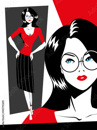 glamour woman in glasses
