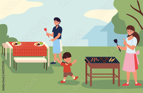 family backyard bbq party