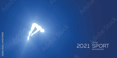 Diving sport shining silhouette 2021 new abstract modern blue background banner