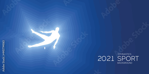 Gymnastics sport shining silhouette 2021 new abstract modern blue background banner