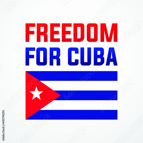 Freedom for Cuba, modern creative minimalist banner, design concept, social media post, template with blue and red text on a light background with the Cuban flag