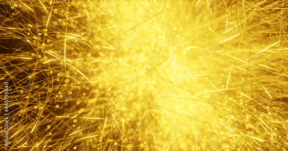 Obraz premium Render with bright festive gold background with bokeh