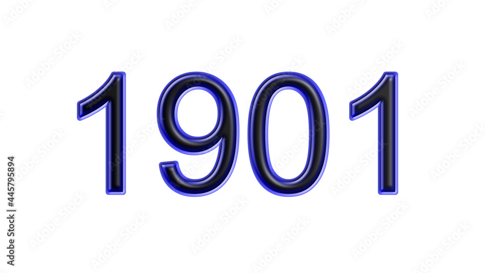 blue 1901 number 3d effect white background blue 1901 number 3d effect white background