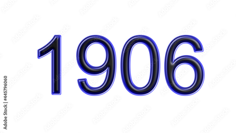 blue 1906 number 3d effect white background blue 1906 number 3d effect white background