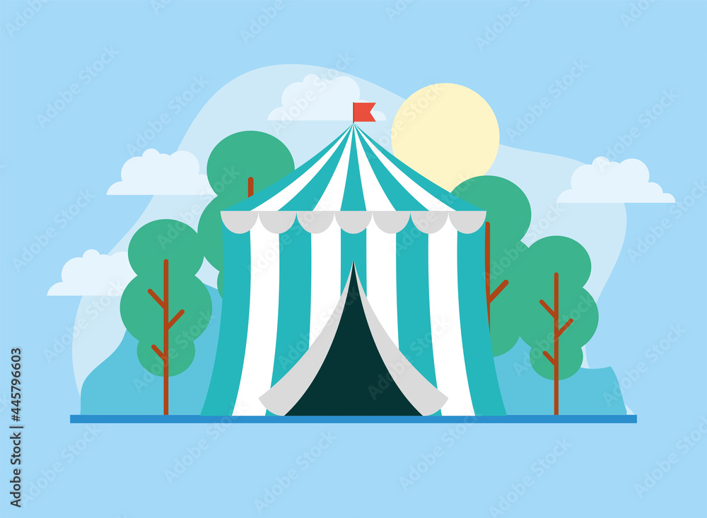 circus tent and flag circus tent and flag