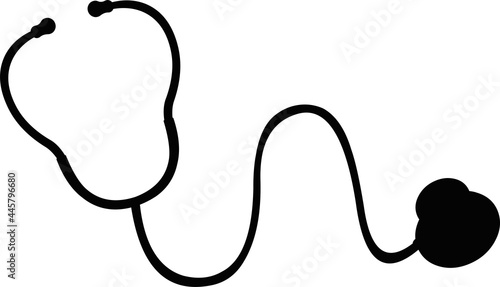 Vector illustration of black silhouette of a stethoscope