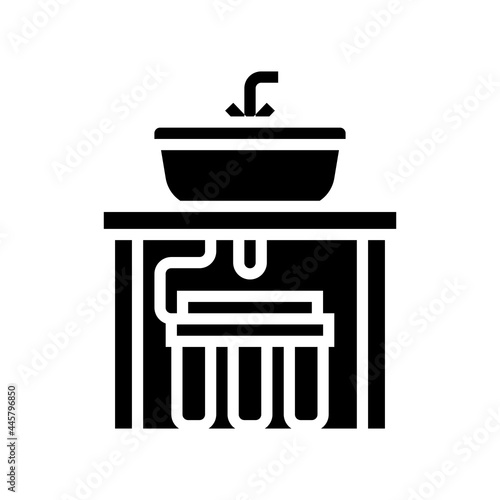 water filter under sink glyph icon vector. water filter under sink sign. isolated contour symbol black illustration
