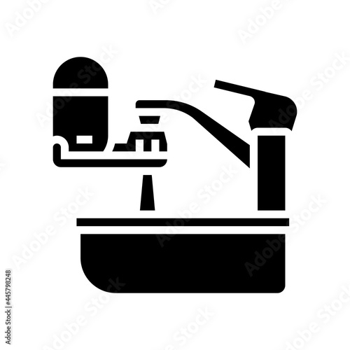 portable water filter for faucet glyph icon vector. portable water filter for faucet sign. isolated contour symbol black illustration photo