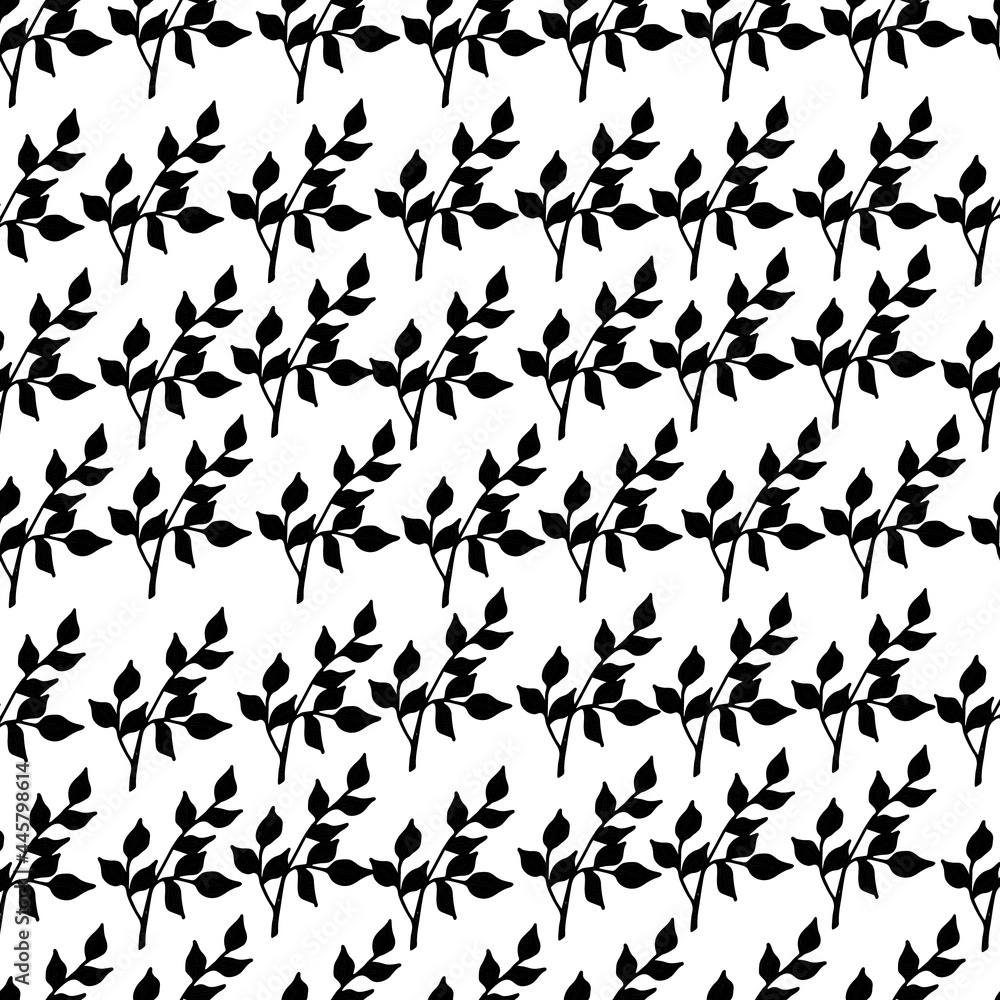 Black and white hand drawn seamless pattern with twigs. For textiles, notebook covers, cards and other printed products. Vector illustration. Black and white hand drawn seamless pattern with twigs. For textiles, notebook covers, cards and other printed products. Vector illustration.